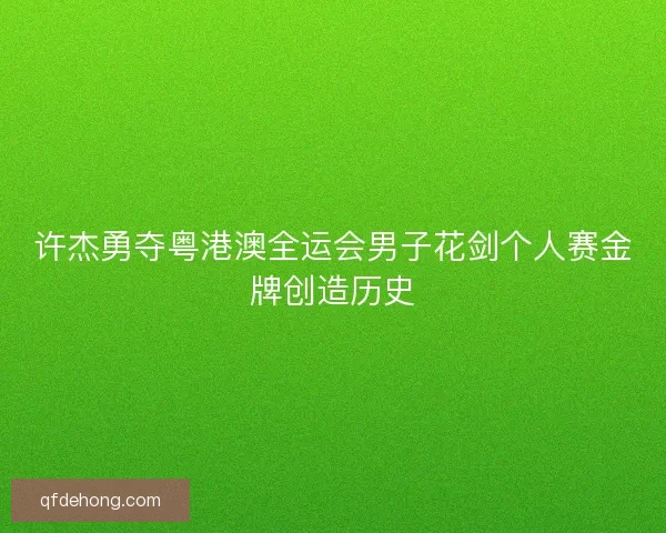 许杰勇夺粤港澳全运会男子花剑个人赛金牌创造历史